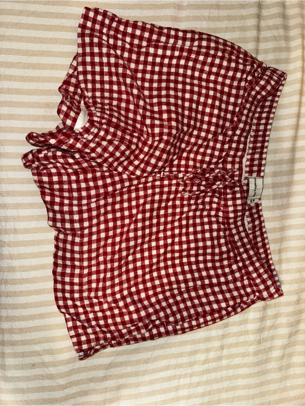 Abercrombie & Fitch Red and White Gingham Waistband Shorts